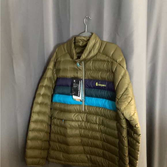 Cotopaxi Multicolor Puffer Jacket with Blue and Green